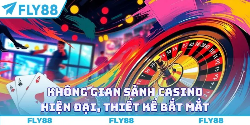 Không gian sảnh casino hiện đại, thiết kế bắt mắt