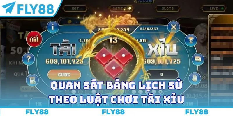 Quan sát bảng lịch sử theo luật chơi Tài xỉu